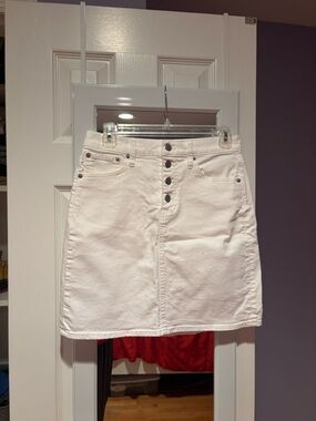 J. Crew White Button-Front Mini Denim Skirt